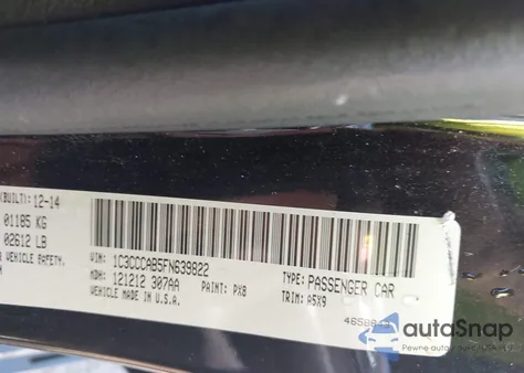 2015 Chrysler 200 Limited from USA, damaged, VIN 1C3CCCAB5FN639822